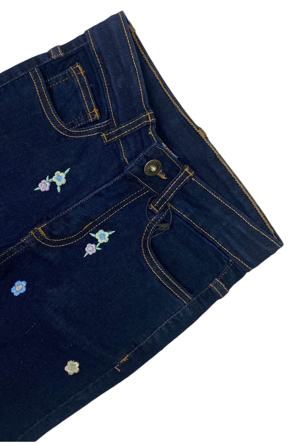 Girls Embroidery Denim Jeans - Dark Wash - Cute Kids