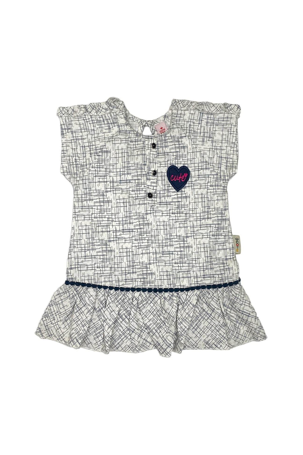 Girls Printed Cotton Frock – Off White - Cute Kids