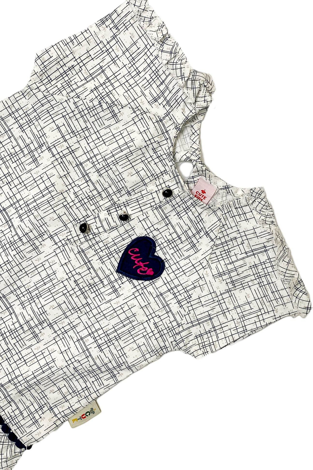 Girls Printed Cotton Frock – Off White - Cute Kids