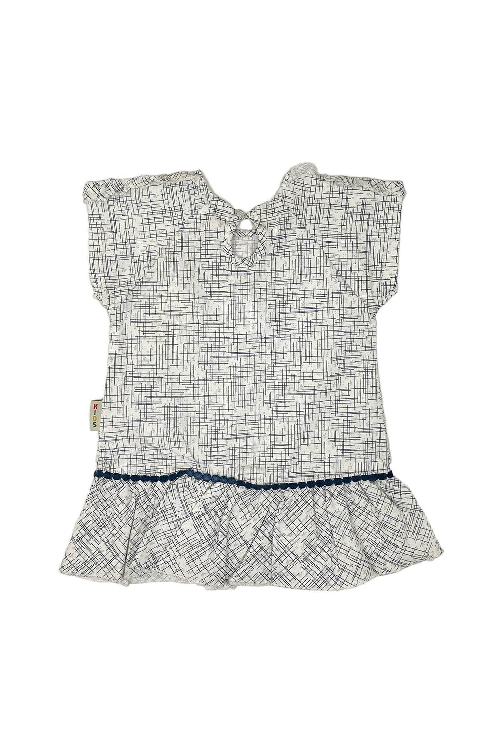 Girls Printed Cotton Frock – Off White - Cute Kids