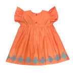Girls Embroidered Frock - Orange
