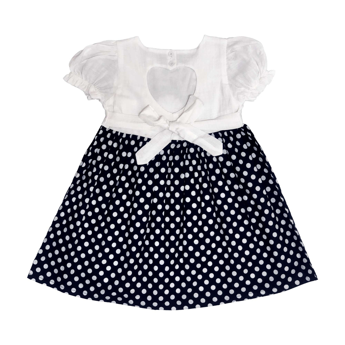 Girls Polka Dot Printed Frock - Black & White