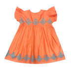 Girls Embroidered Frock - Orange