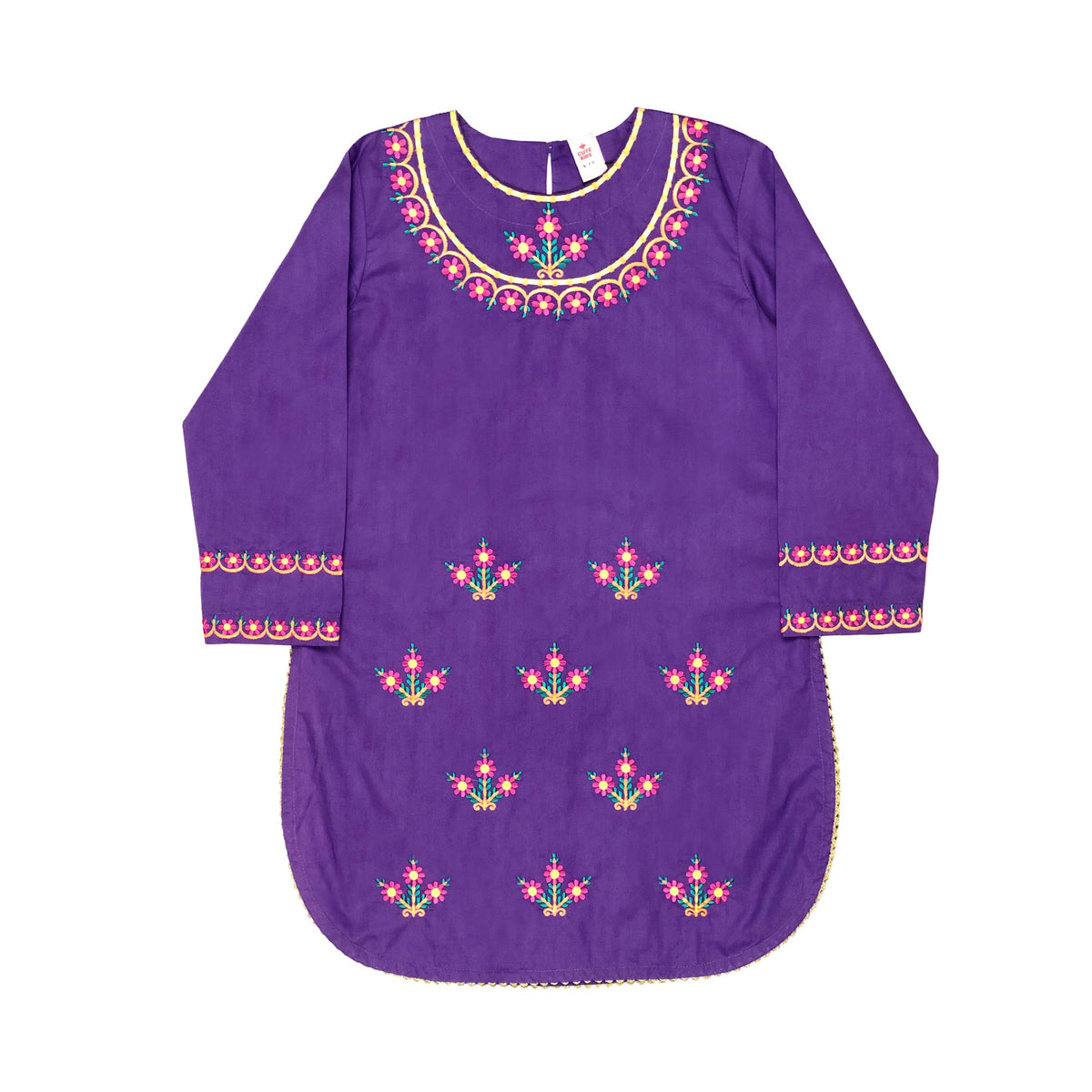 Girls Embroidered Co-ord Set - Purple