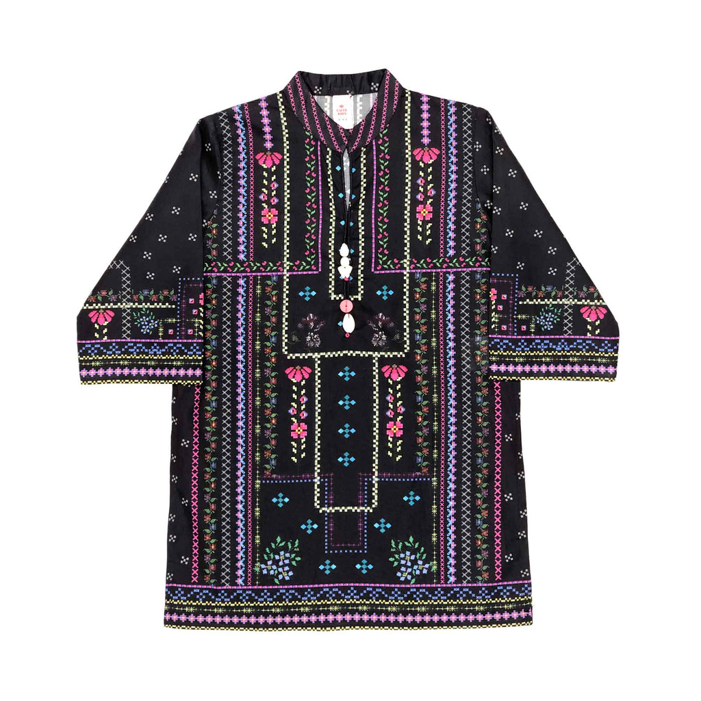 Girls Digital Printed Co-ord Set - Black