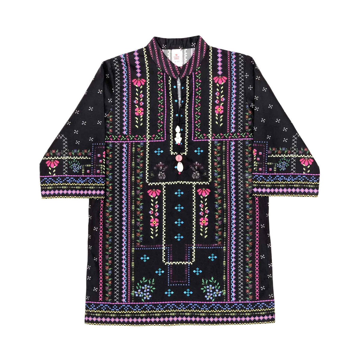 Girls Digital Printed Co-ord Set - Black