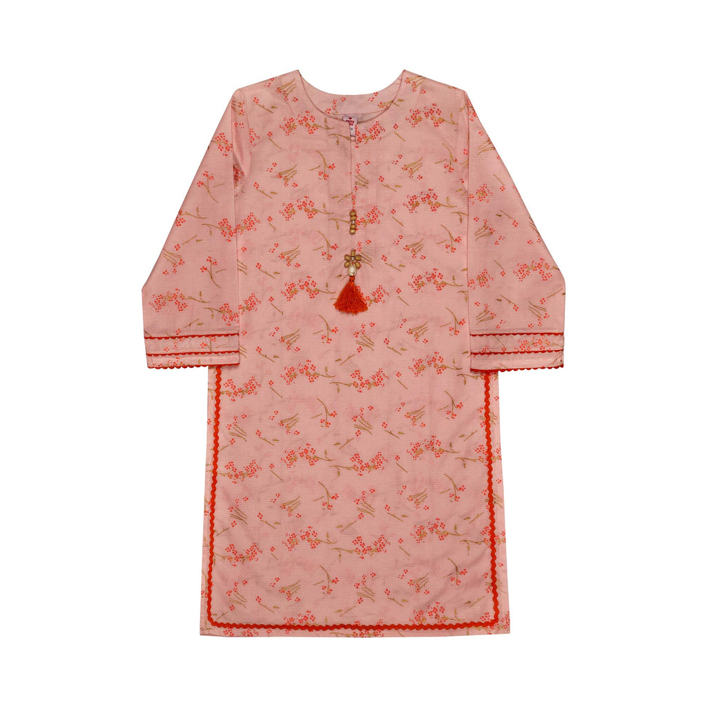Girls Screen Printed Co-ord Set - Peach