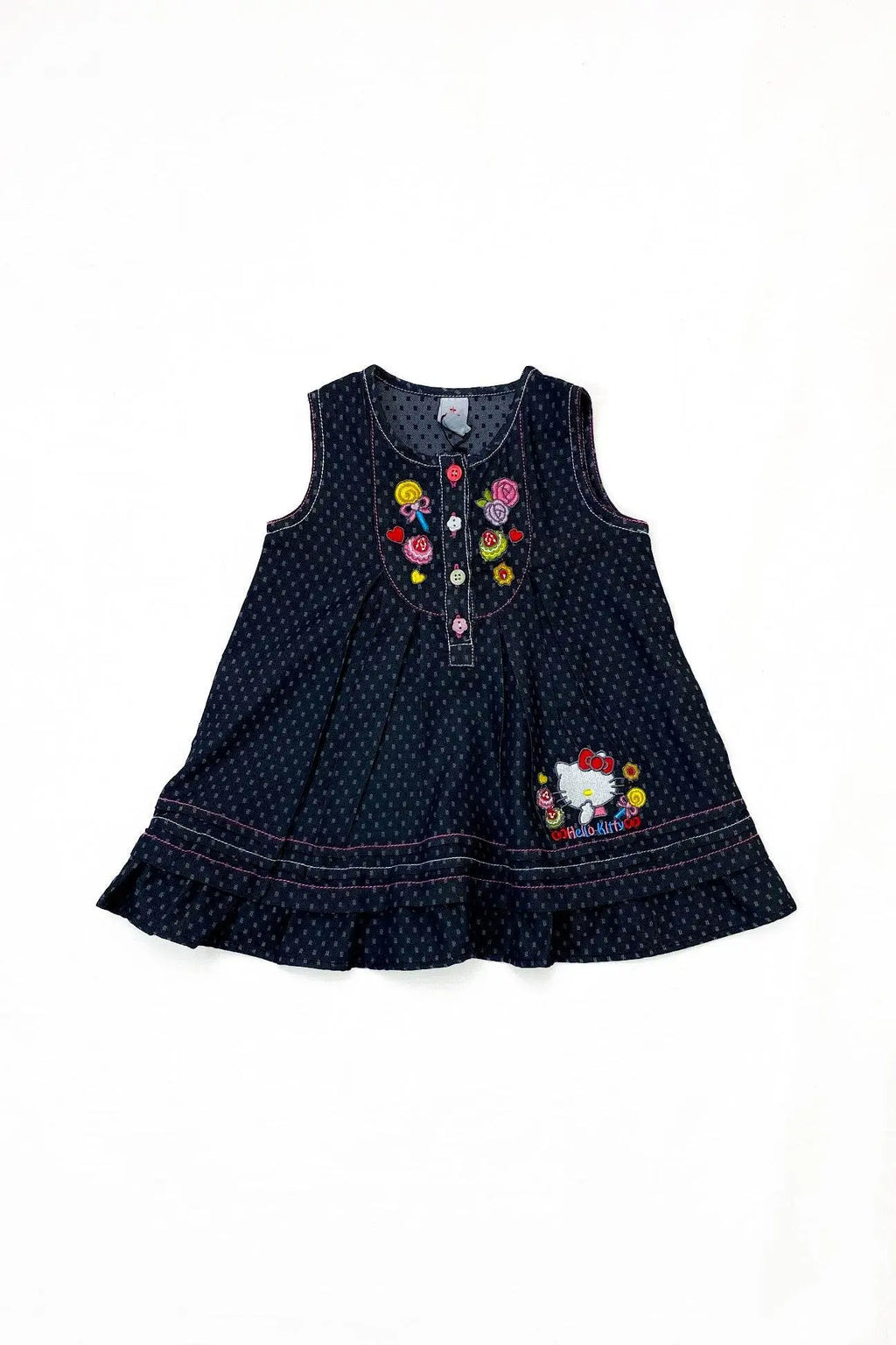 Girls Embroided Dobby Frock - Black - Cute Kids