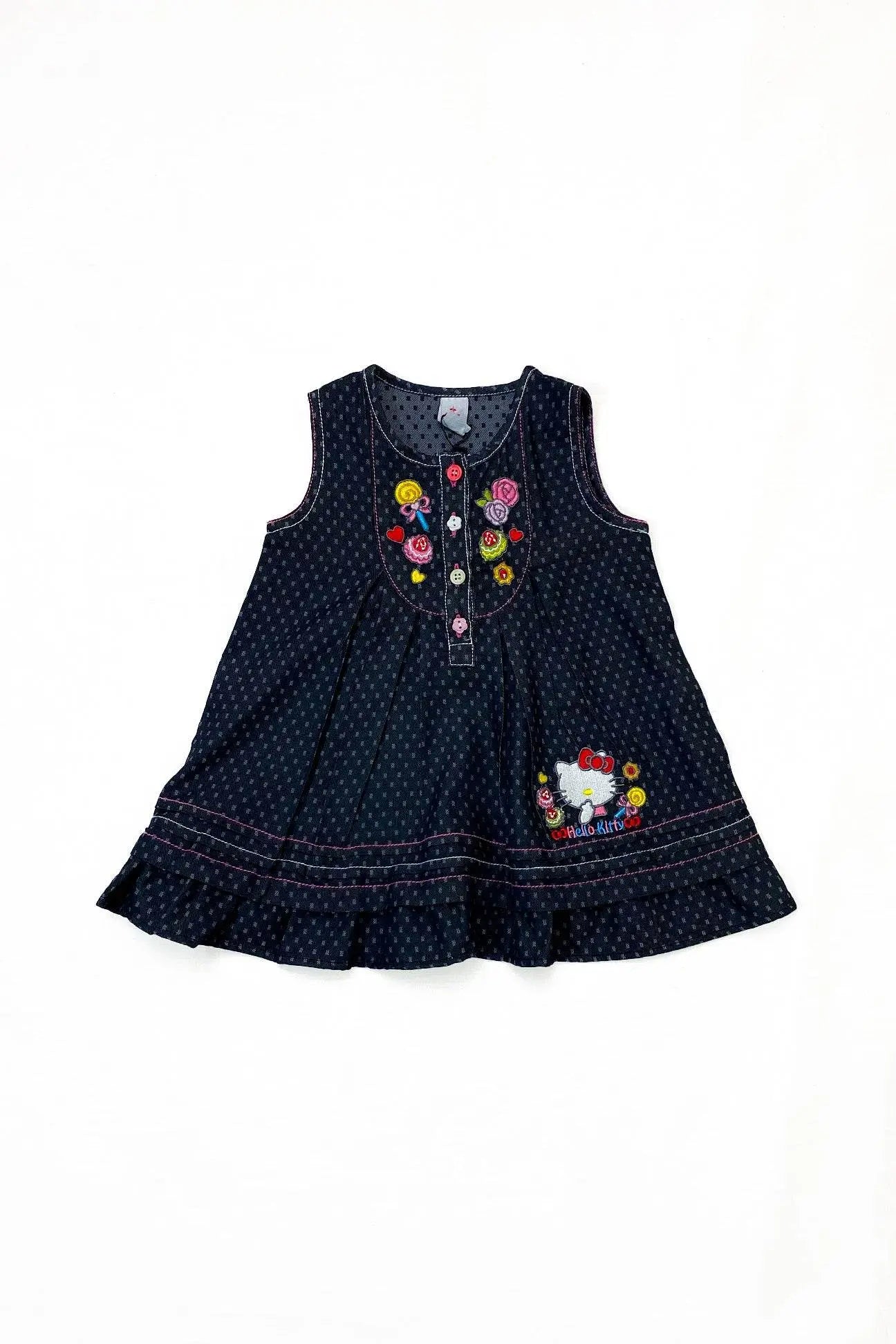 Girls Embroided Dobby Frock - Black - Cute Kids