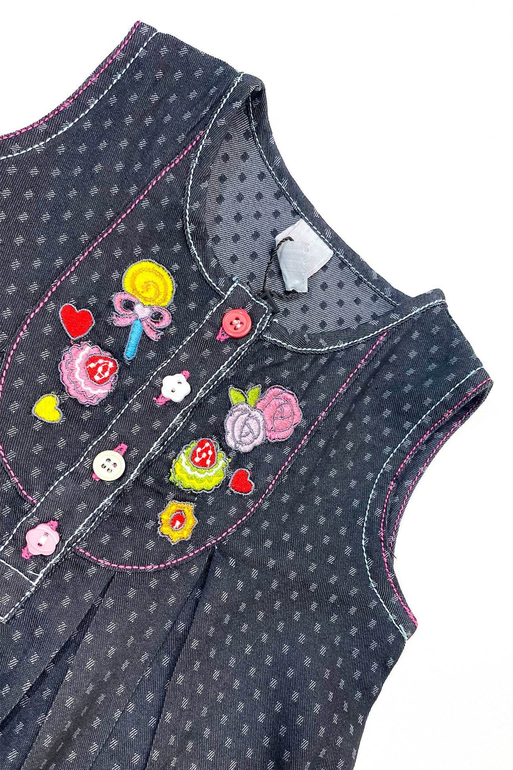 Girls Embroided Dobby Frock - Black - Cute Kids