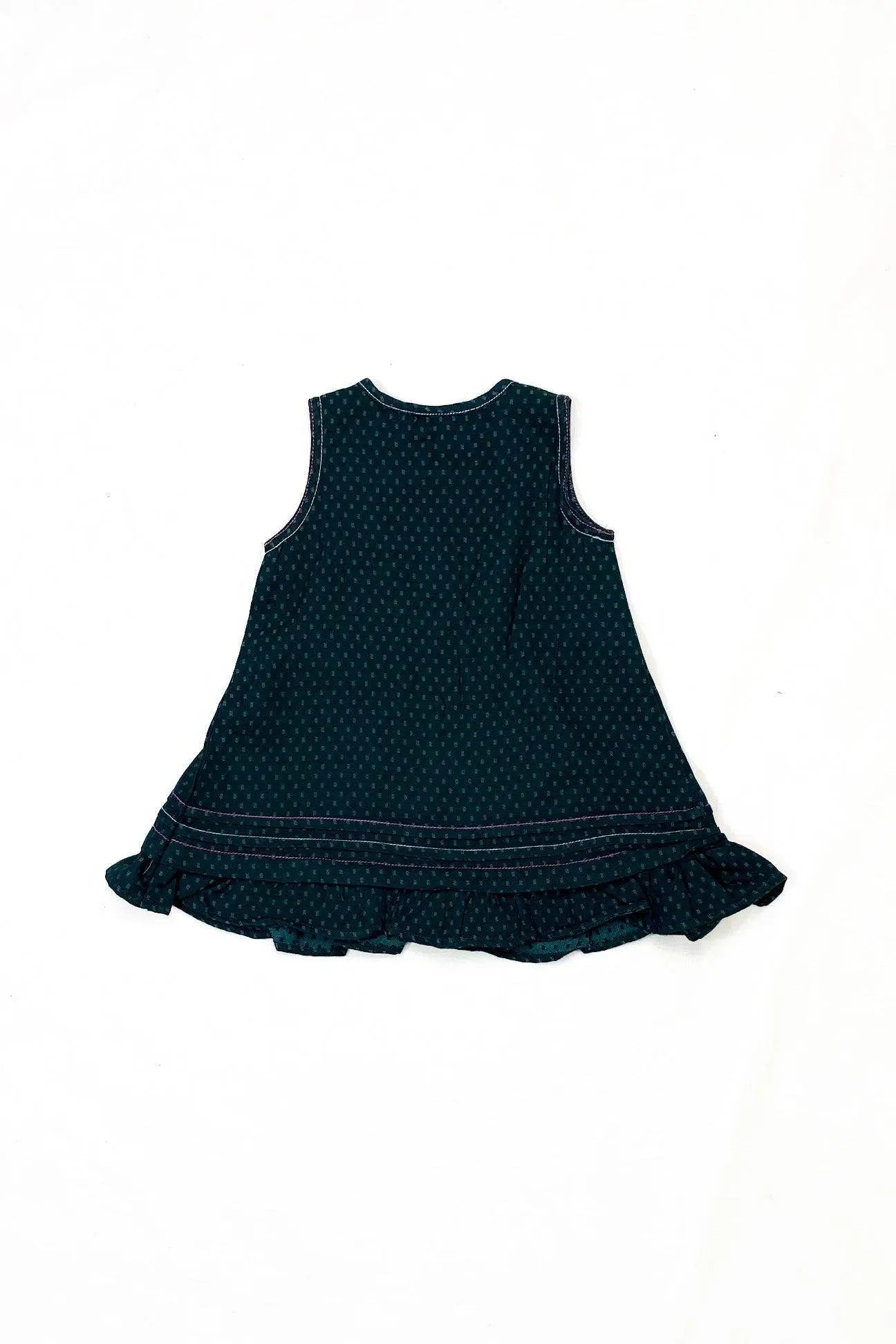 Girls Embroided Dobby Frock - Green - Cute Kids
