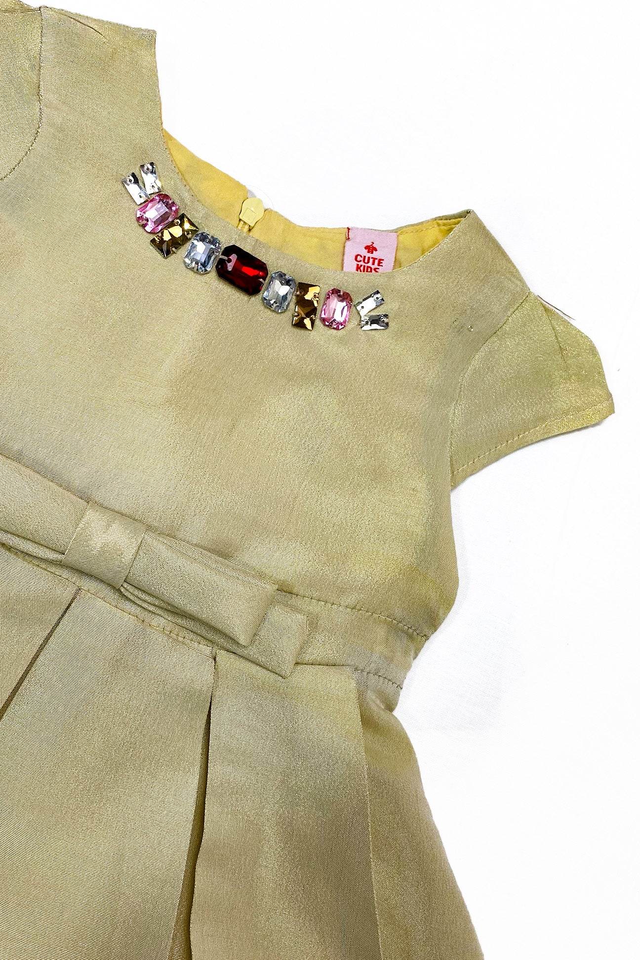 Girls Fancy Frock - Light Almond - Cute Kids