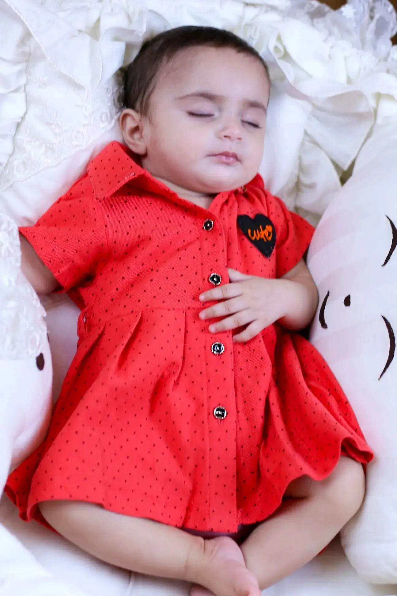 Newborn Polka Dots Frock - Orange - Cute Kids