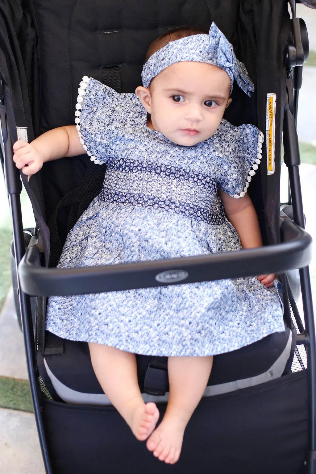 Newborn Frock With Hair Band - Blue - Cute Kids