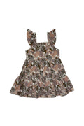Girls Printed Frock-Brown Green - Cute Kids