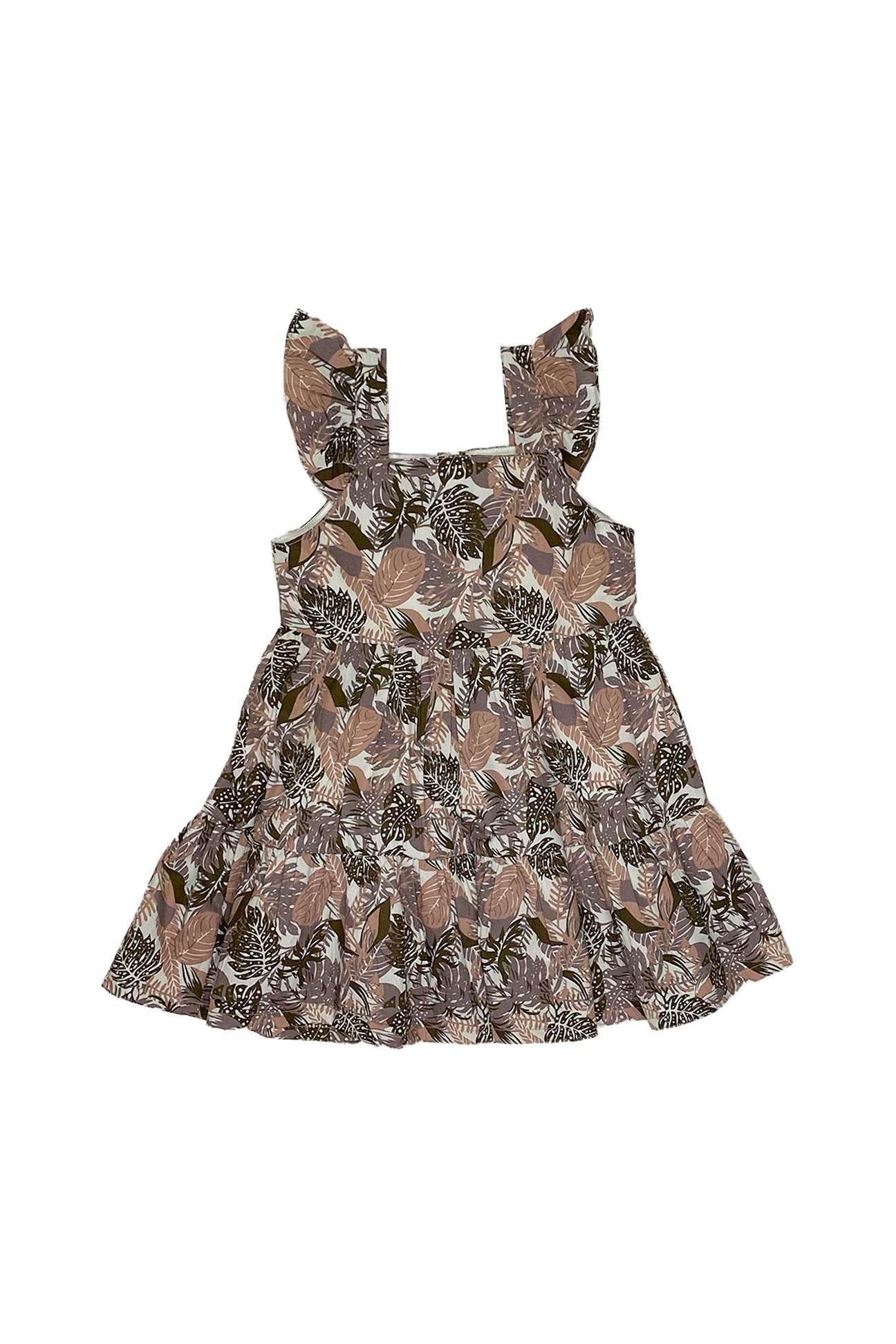 Girls Printed Frock-Brown Green - Cute Kids