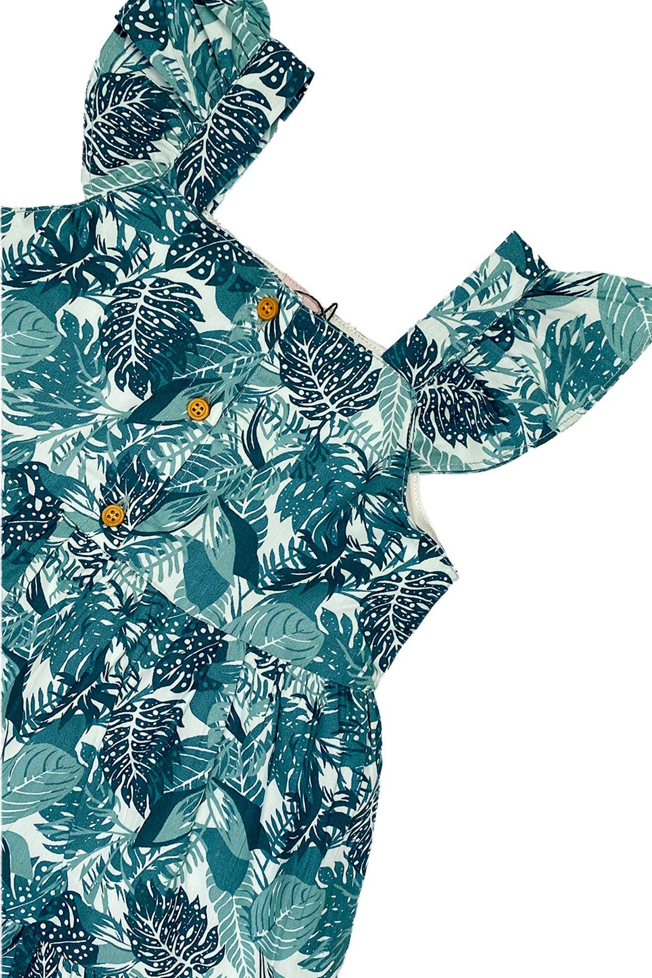 Girls Printed Frock-Teal Blue - Cute Kids