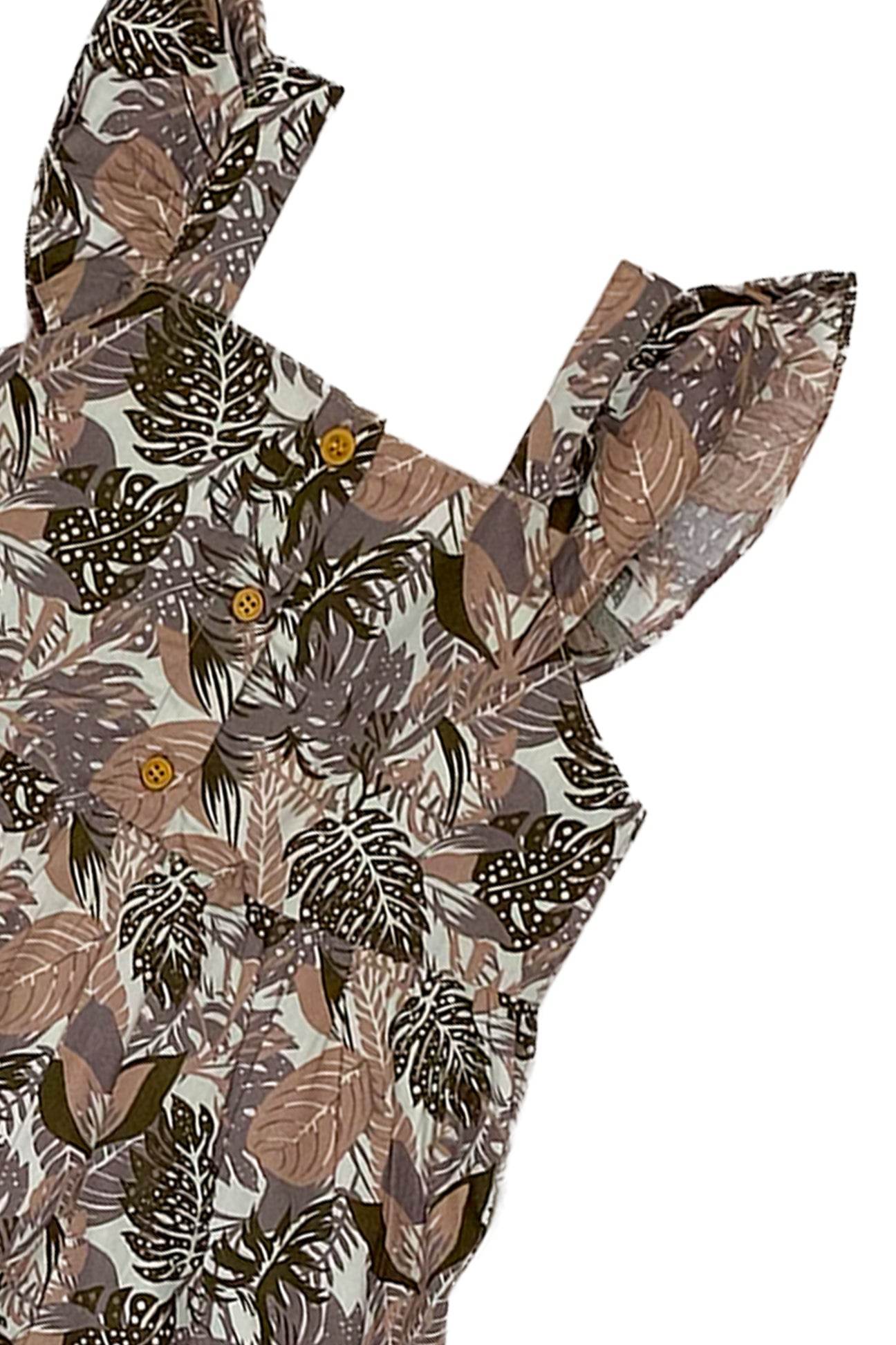 Girls Printed Frock-Brown Green - Cute Kids