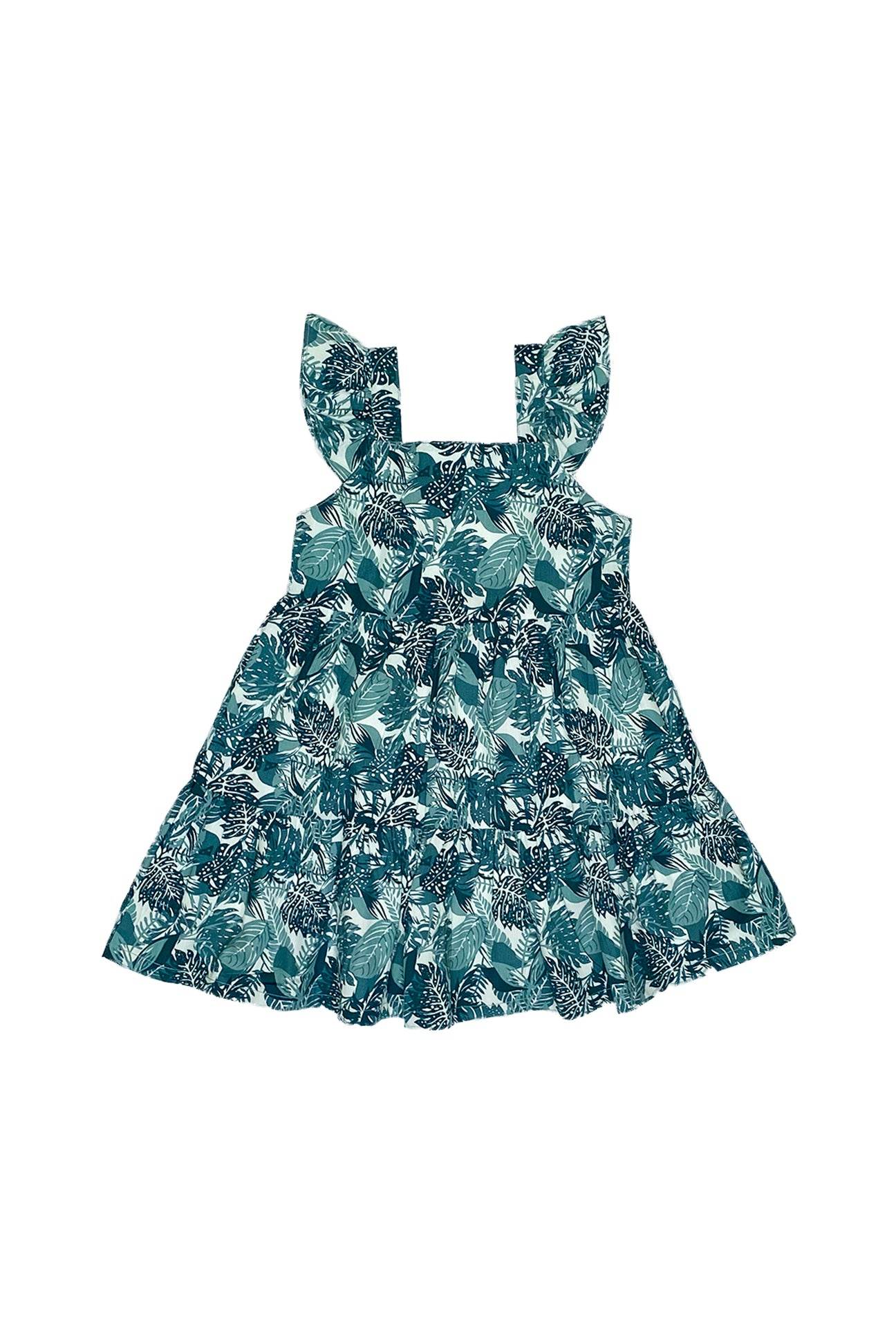 Girls Printed Frock-Teal Blue - Cute Kids