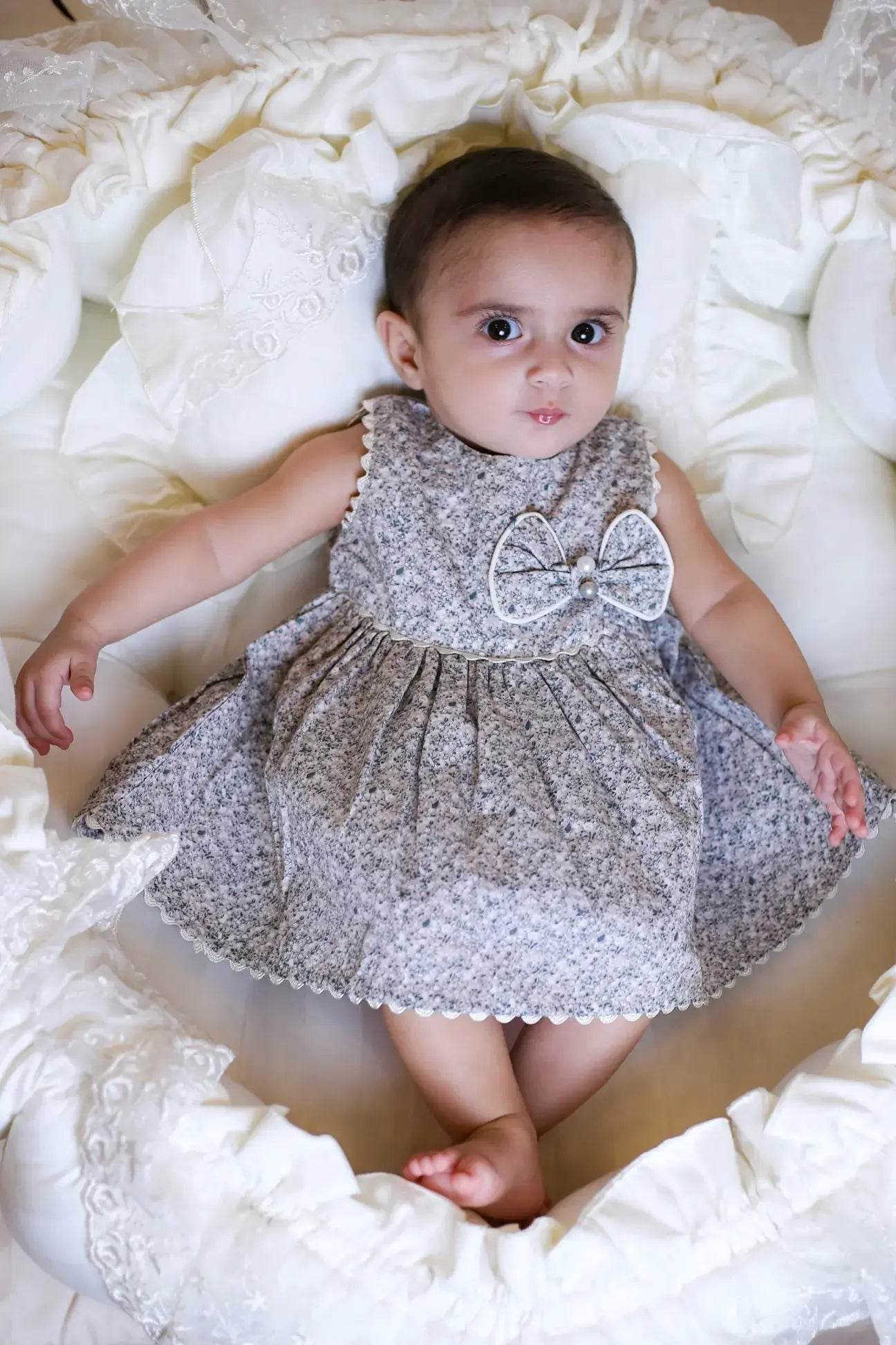 Newborn Bow Frock - Brown - Cute Kids