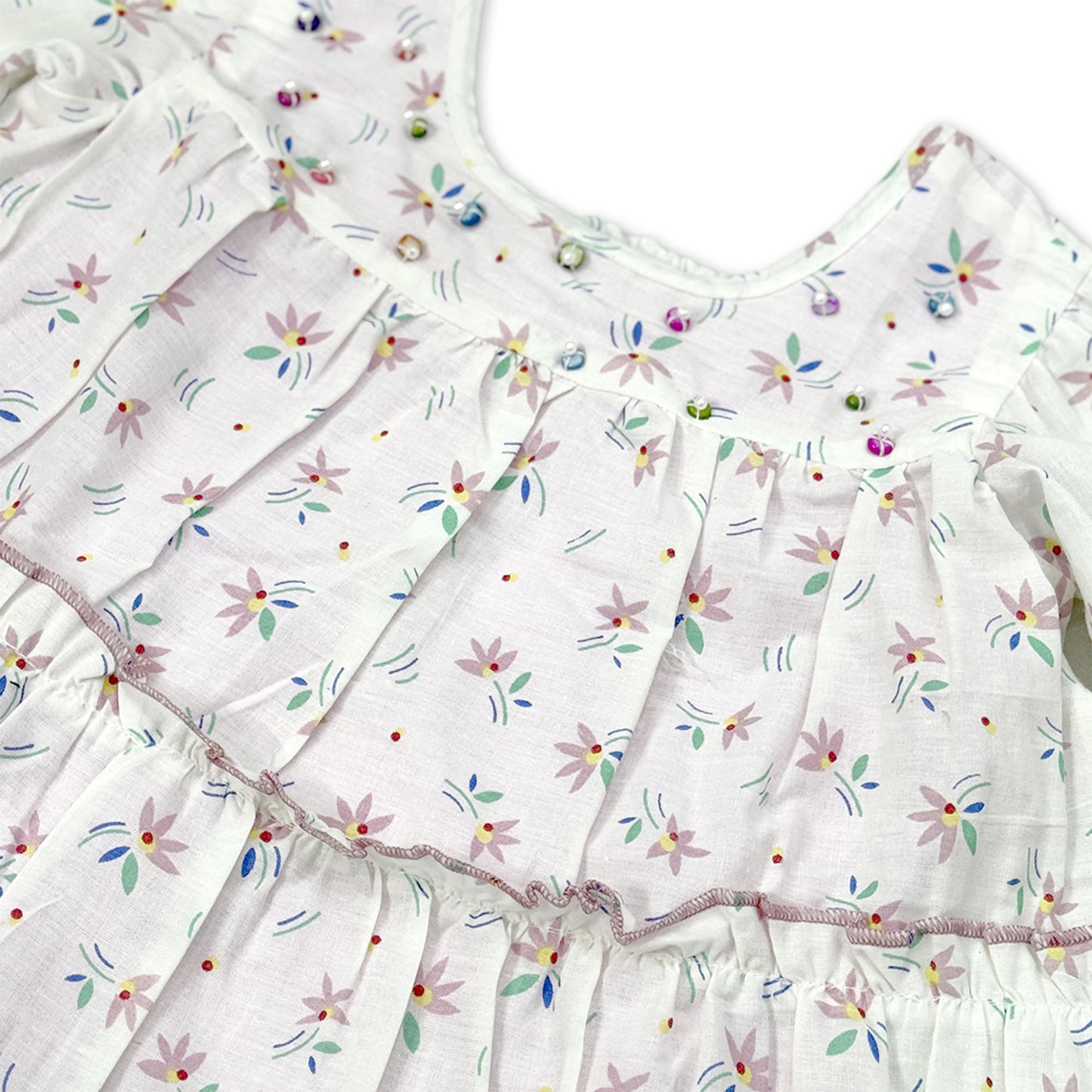 Girls Printed In Of-White Color