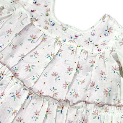 Girls Printed In Of-White Color