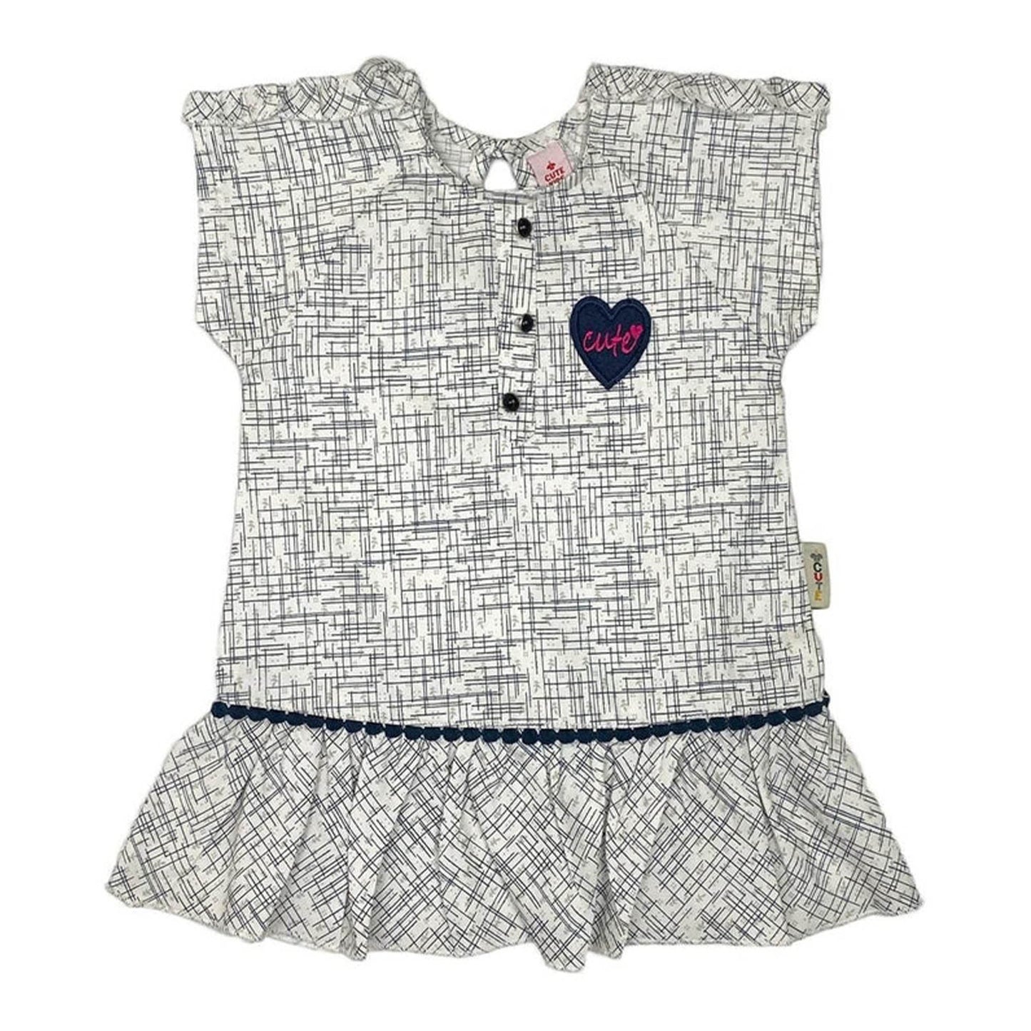 Girls Printed Cotton Frock – Off White