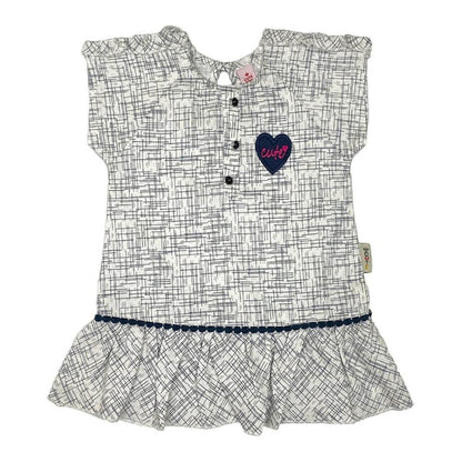 Girls Printed Cotton Frock – Off White
