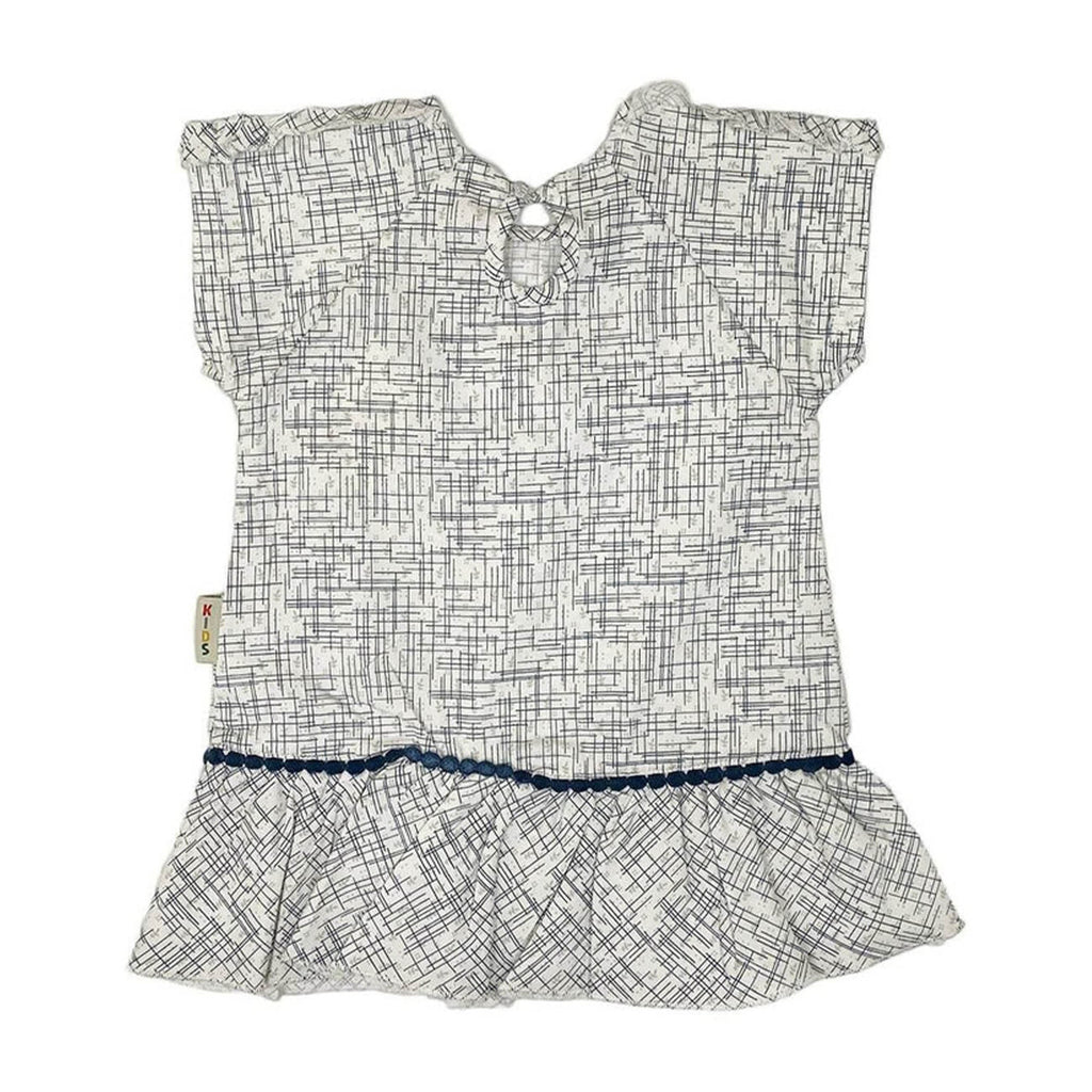 Girls Printed Cotton Frock – Off White