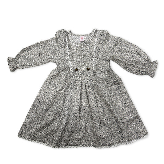 Girls Printed Frock - Skin