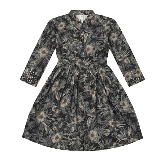 Girls Frock Pearls In Black Color