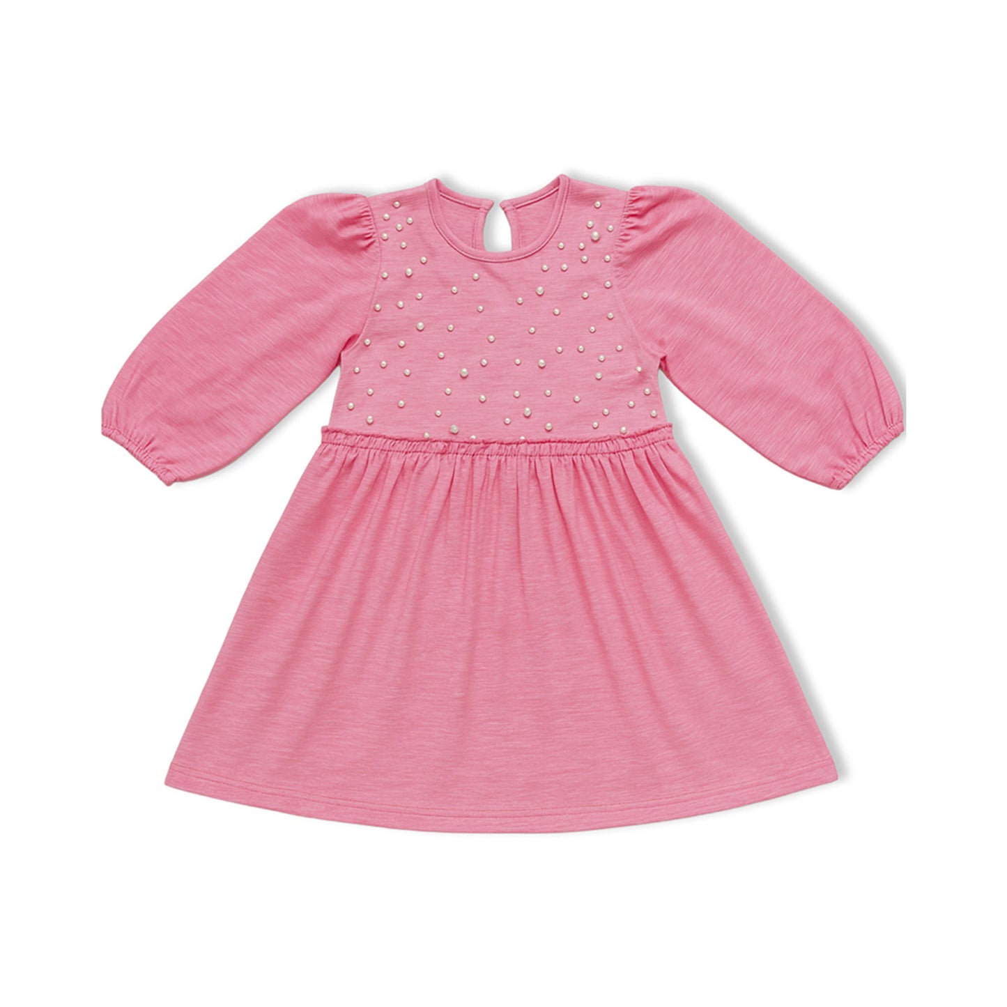 Girls Frock Pearls In Pink Color
