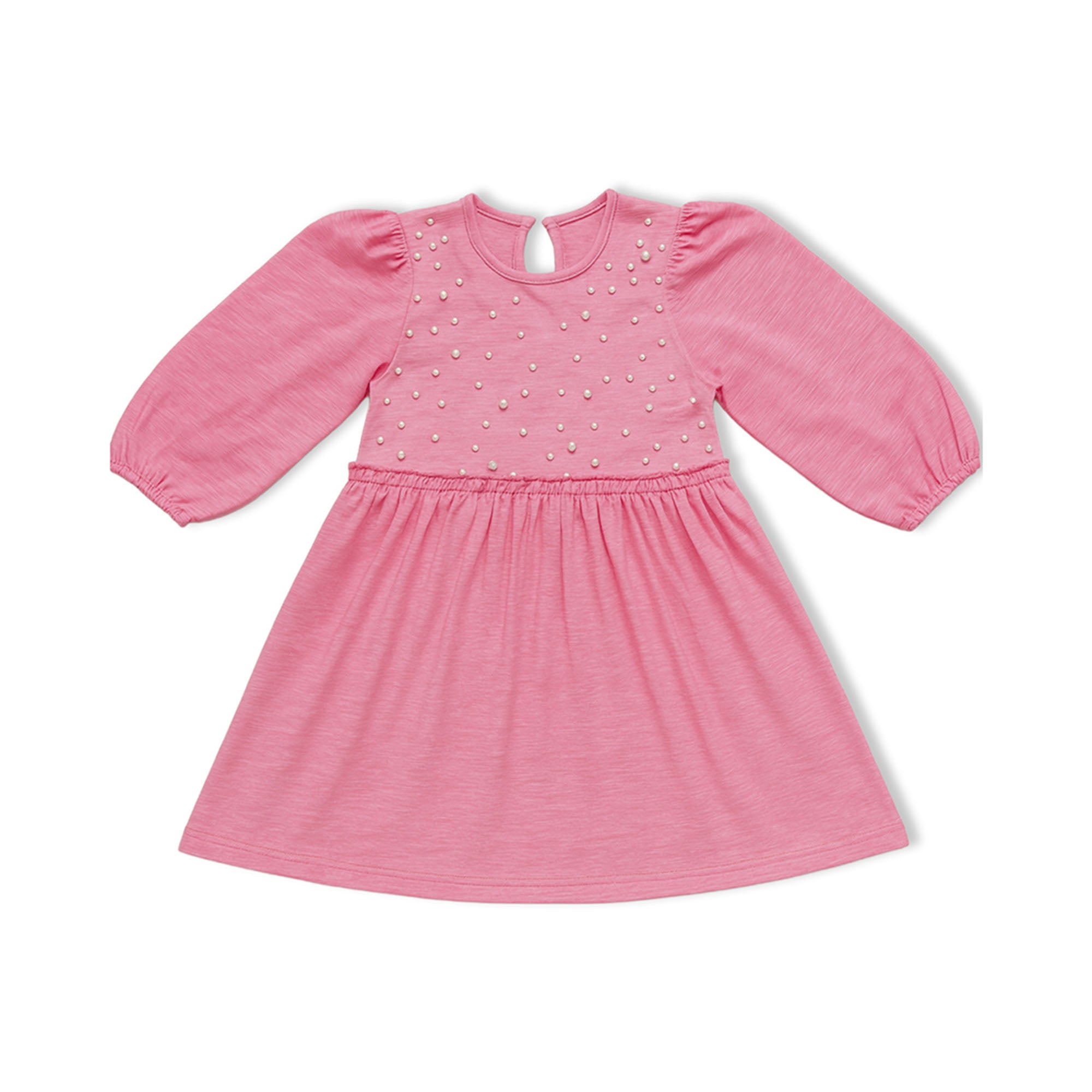 Girls Frock Pearls In Pink Color
