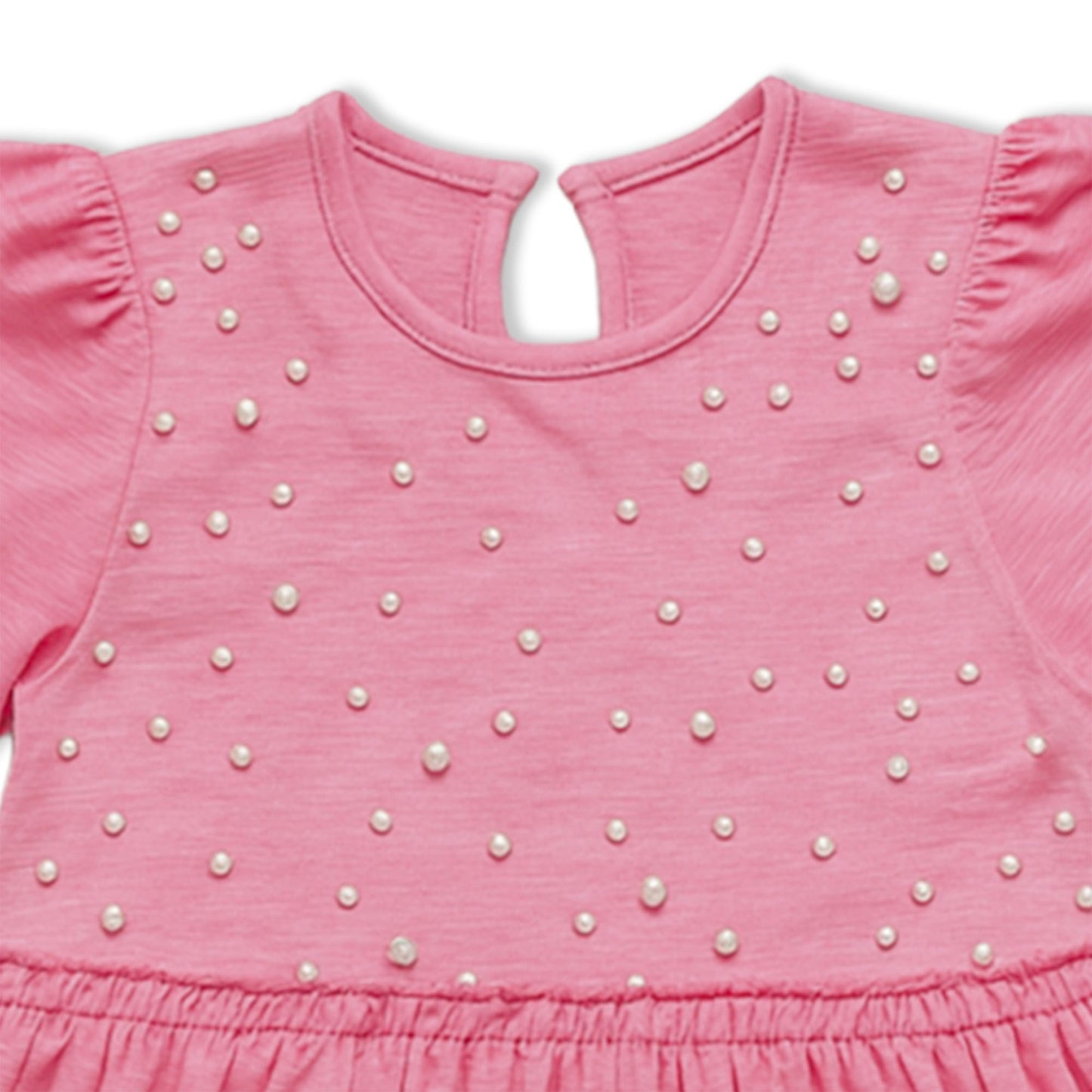 Girls Frock Pearls In Pink Color