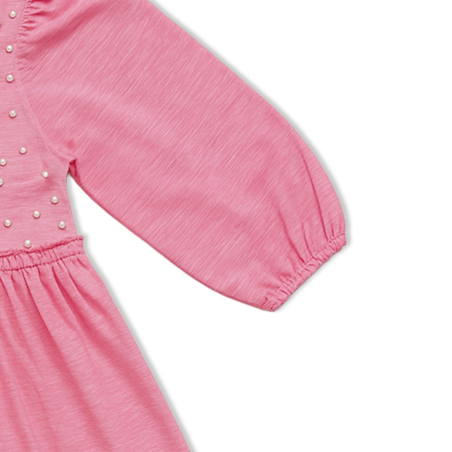 Girls Frock Pearls In Pink Color