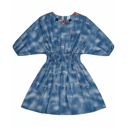 Girls Printed Frock - Blue