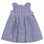 Girls Screen Printed Frock - Grey