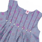 Girls Screen Printed Frock - Grey