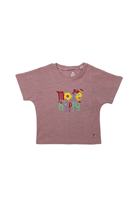 Girl T-Shirt More Happy - Copper Rose - Cute Kids