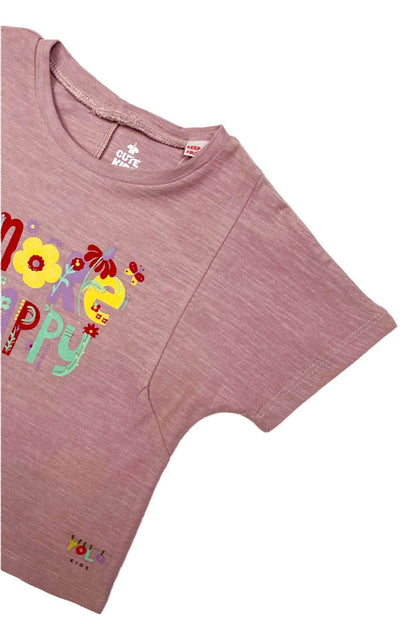 Girl T-Shirt More Happy - Copper Rose - Cute Kids