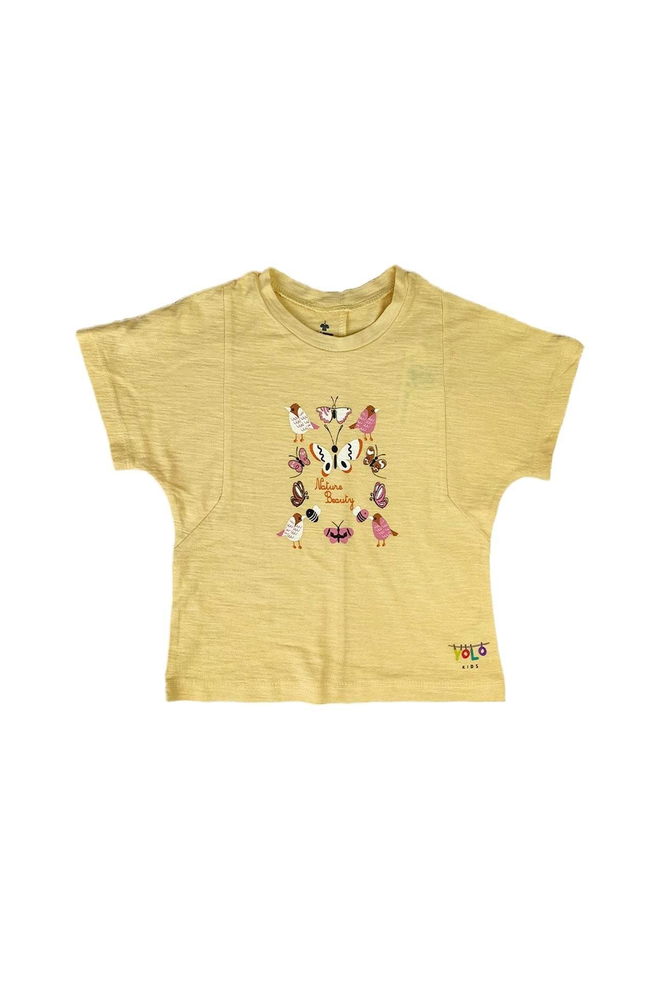 Girl T-Shirt butterfly - Light Yellow - Cute Kids