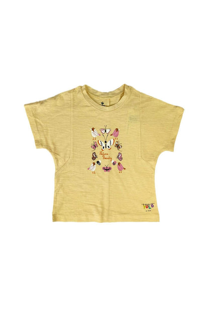 Girl T-Shirt butterfly - Light Yellow - Cute Kids