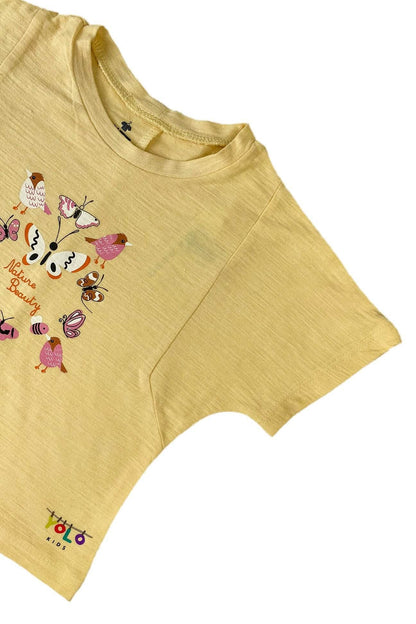 Girl T-Shirt butterfly - Light Yellow - Cute Kids