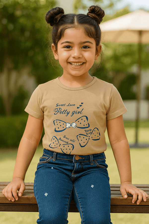 Girl Printed Top - Skin - Cute Kids