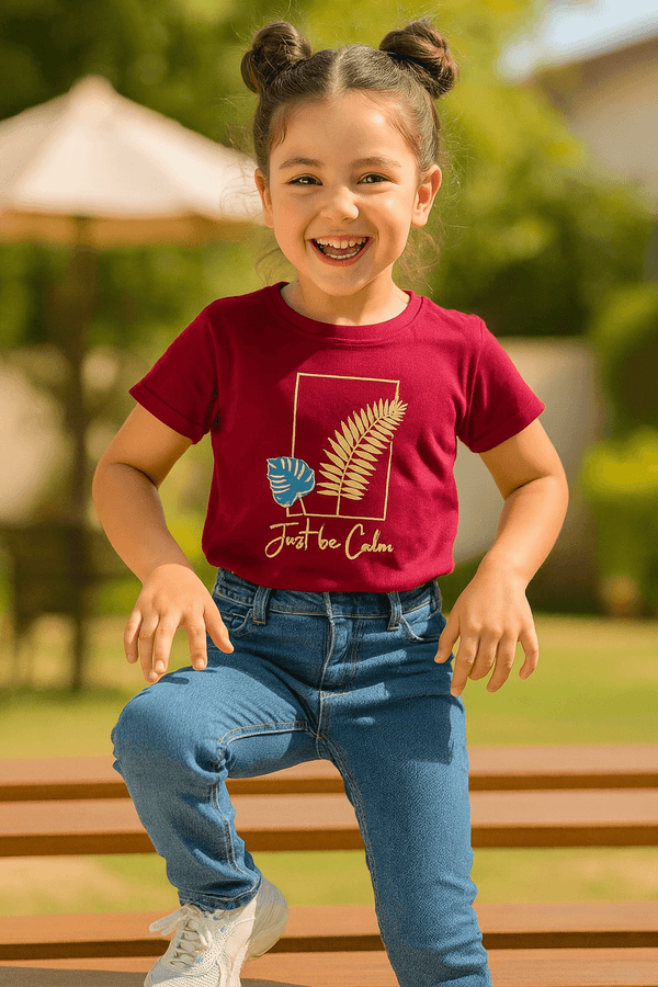 Girl Printed Top - Maroon - Cute Kids