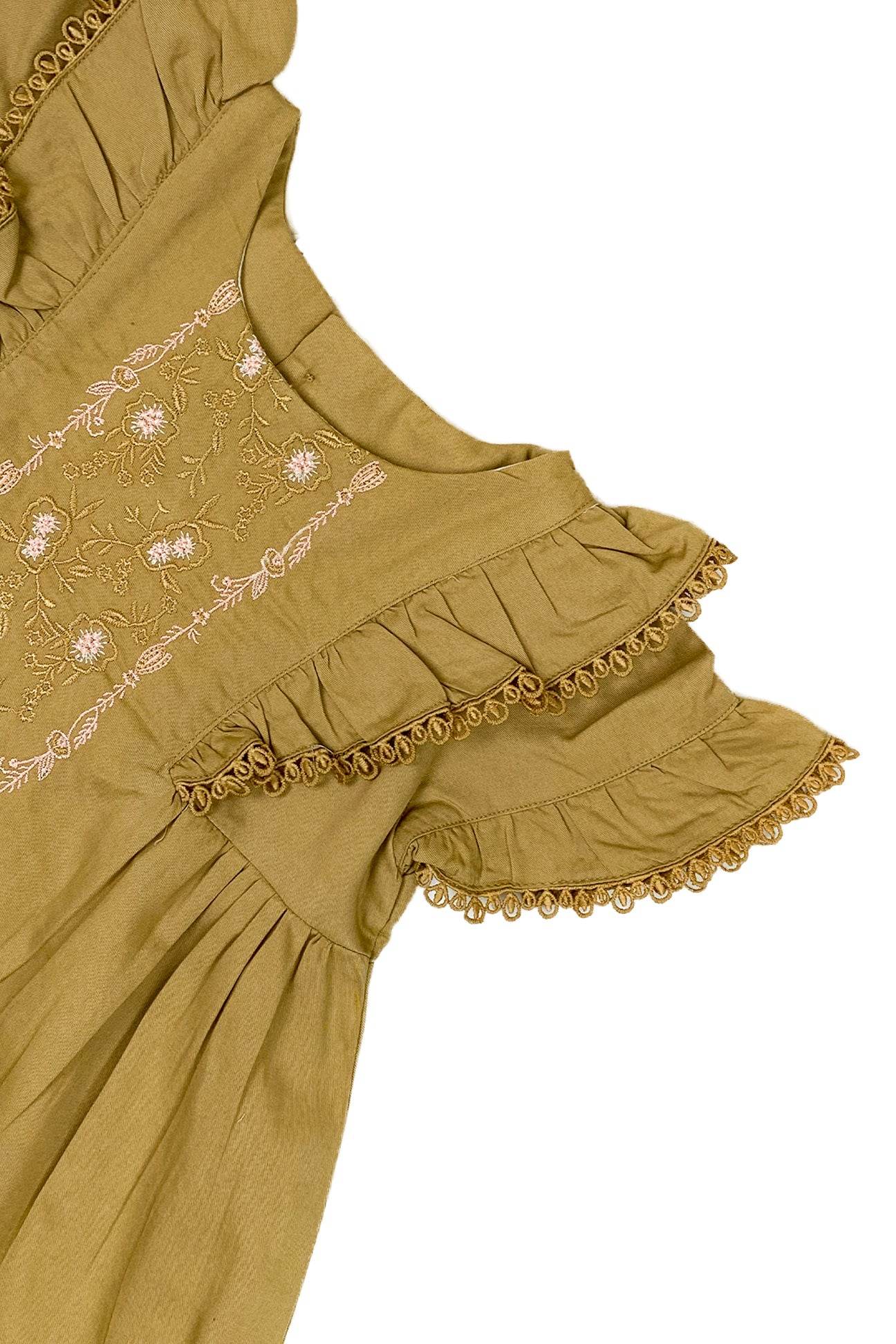 Girls Embroidered Frock - Skin - Cute Kids