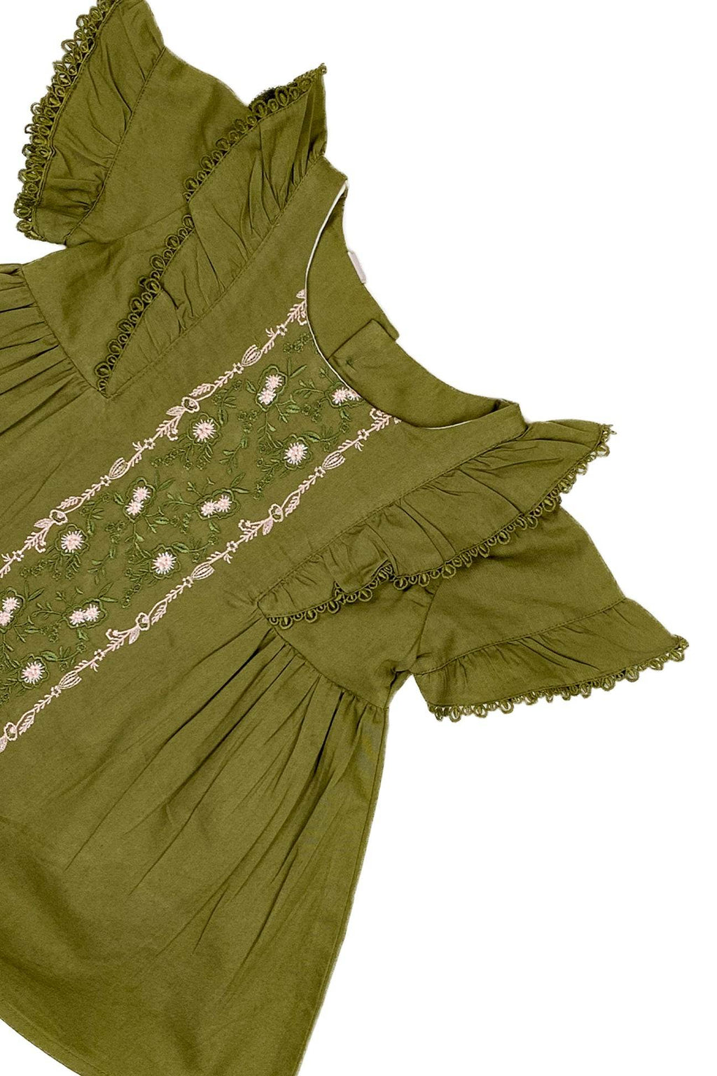 Girls Embroidered Frock - Green - Cute Kids