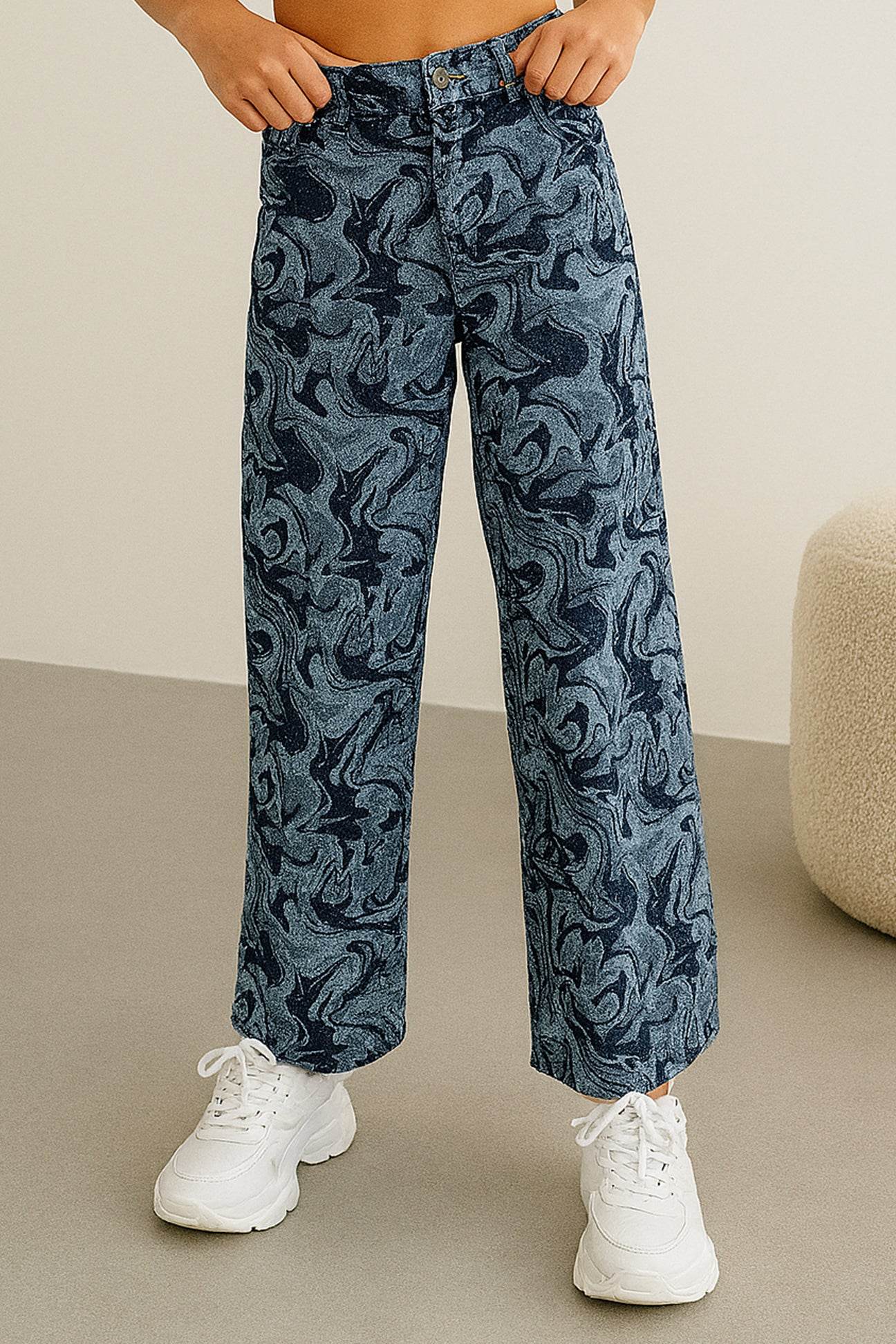 Girls Wide Leg Denim Jeans - Dark - Cute Kids