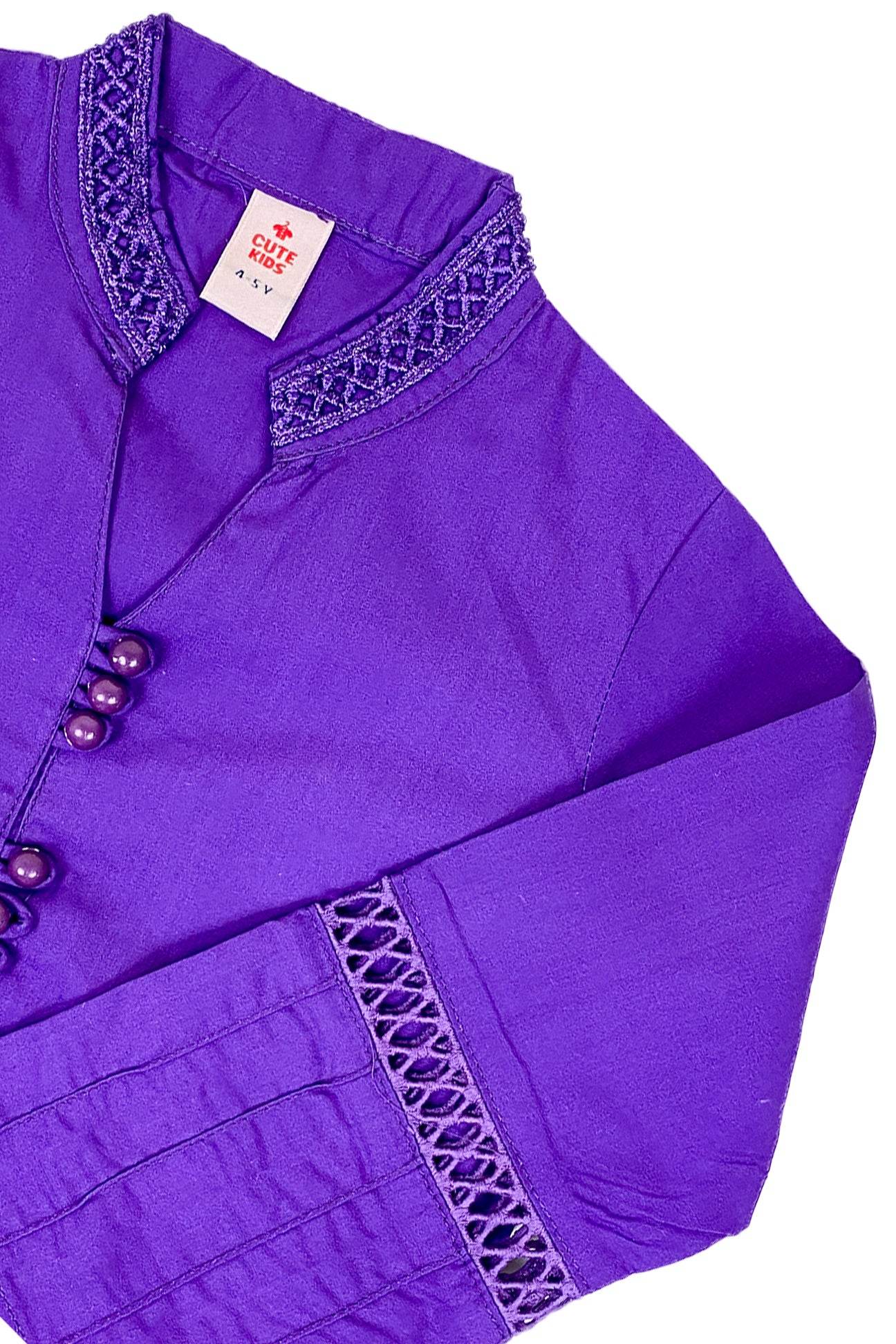 Girls Plain co-ord Set - Purple - Cute Kids