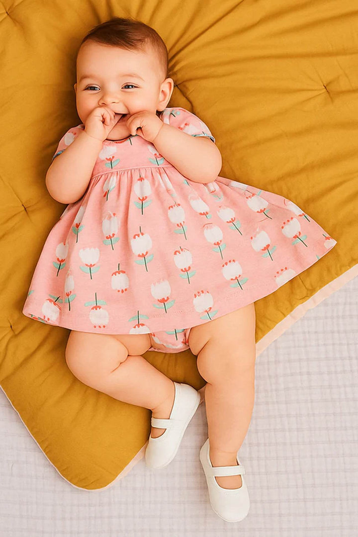 Newborn Flower Printed Frock - Pink - Cute Kids